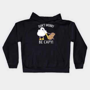 Don't Worry, Be Capy. Capybara Orange Unbothered Funny Kids Hoodie